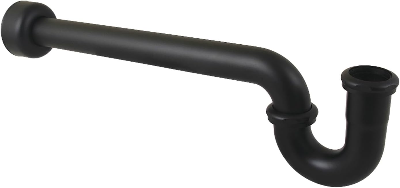 Kingston Brass CC6120MB 1-1/2" P-Trap with Box Flange, 19" Length, 18 Gauge, Matte Black