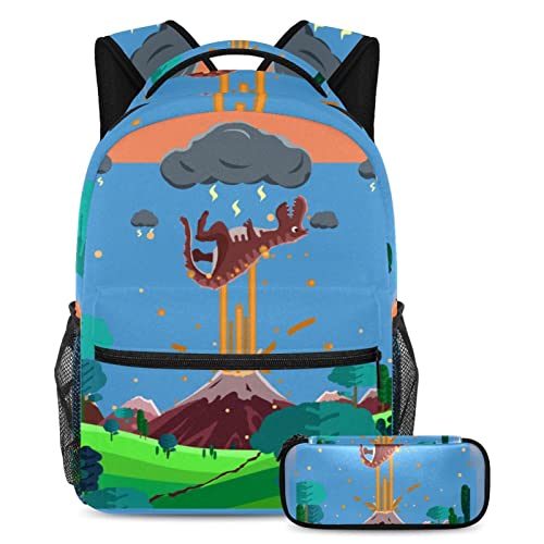 Sac à dos enfants avec trousse Volcanic Eruptions pour école et voyage