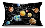 Funda de almohada para sistema solar, planetas, estrellas y vía láctea, galaxia, espacio, decoración, decoración del hogar, 20 x 12 pulgadas, funda de almohada