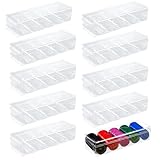 SENENQU 10 Pack Clear Acrylic Poker Chip Rack with Lids, Casino Poker Chip Tray Rack Chip Storage Display Case for Texas Hold'em, Blackjack, 100 Chips Each