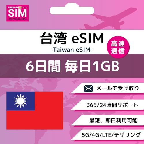 p Taiwan eSIM 1500MB 1ŏ\! vyChSIM e SIM DATA ʐM  ĝSIM wifi _sv cʊmF T|[g gp ǉw (6Days-Daily 1GB)