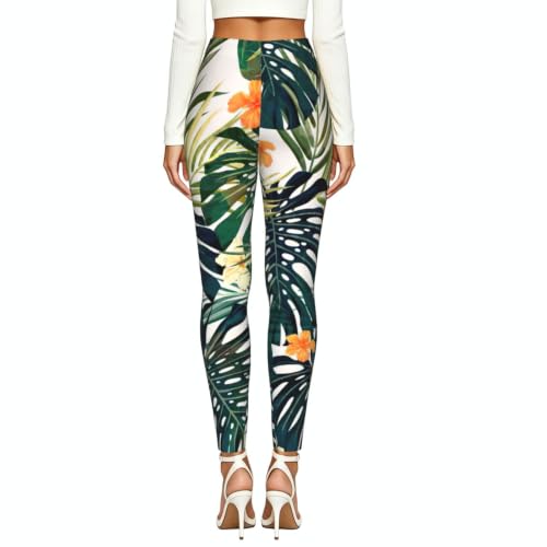 Leggings tropicales de verano con estampado de hojas de palma para mujer running 3