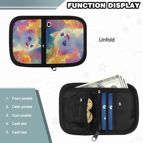 Cute Cat Girls Bifold Wallets Lightweight Toddlers Wallets Small Bifold Wallet with Card Holder Coin Pouch Mini Purses for Storage Kids Gifts4