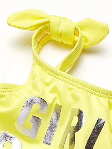 Image of Pink Platinum Baby Girl's Foil Lettering Girl Boss Swimsuit Swimwear, Yellow, 12M