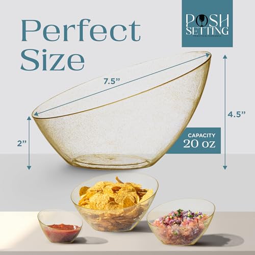 Posh Setting PS-5158 Gold Plastic Serving Bowls For Party Angled Bowls Disposable Chip Bowls Candy Bowls thumb #3