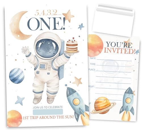 VAVINCI First Birthday Party Invitations for Boys