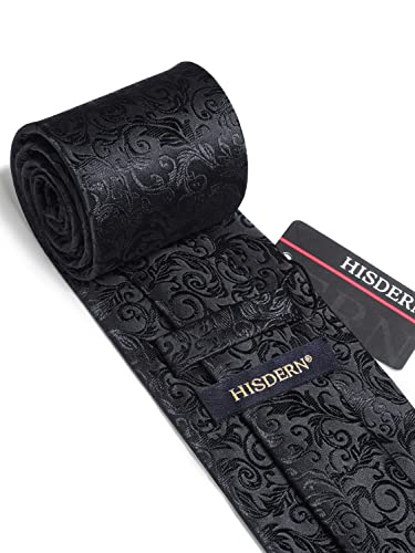 Image of HISDERN Ties for Men Paisley Tie and Pocket Square Woven Classic Floral Mens Ties Handkerchief Set Wedding Party Necktie