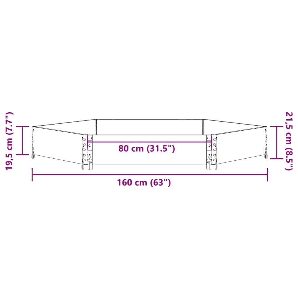 Marco para palés, negro, 160 x 160 cm, de madera maciza de pino, apilable, plegable, para seguridad, transporte, almacenamiento y jardinera elevada