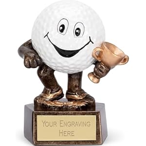 TROPHIESPLUSMEDALS Novelty Golf Ball Man Award, Resin, Cartoon, 9.5cm