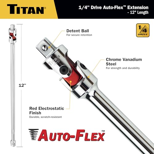 Image of Titan 66112 1 /4-Inch x 12-Inch Auto Flex Universal Joint Extension Adapter