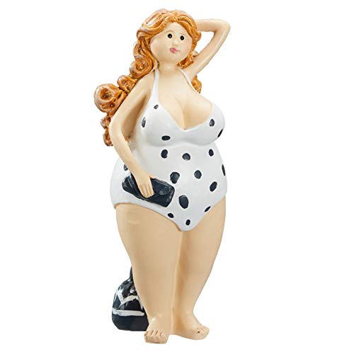 osters muschel-sammler-shop Retro Badenixe stehend mit Badeanzug blau/Weiss...