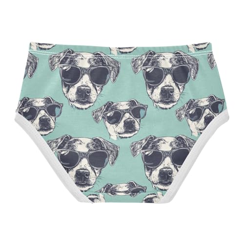 ZZKKO Sunglasses Dog Turquoise Background Girls Underwear Toddler Panties for Girls Comfort Brief Size 2T-8Y2