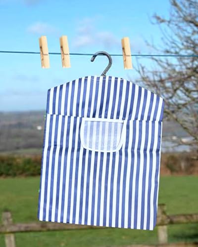 PaulStore Hanging Fabric Peg Bags Clothes Line Laundry Washing Basket Storage Pouch Hanger Blue - Image 5