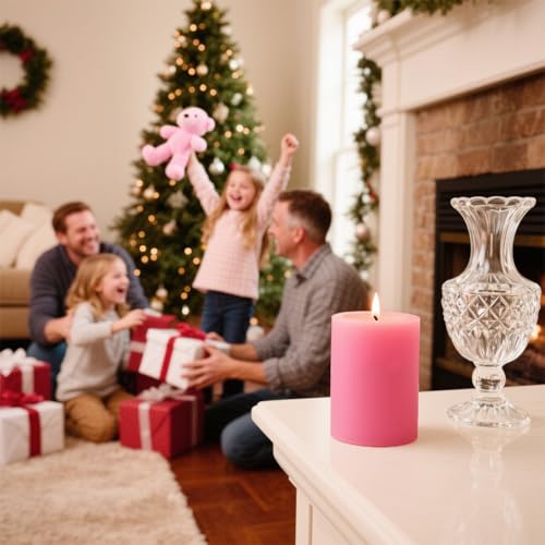 Bougies piliers roses non parfumées de trois tailles pour décoration - 5