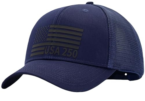 Image of American Flag Trucker Hats, Patriotic Baseball Cap for Men, Adjustable Breathable Mesh Snapback, Fits OSFM & XXL Head