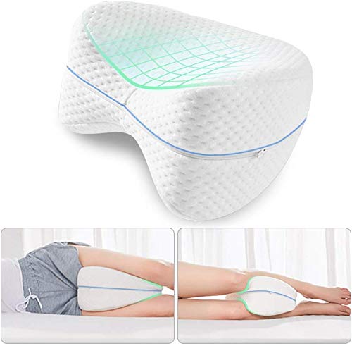 Bhavyam Cotton Knee Pillow Leg Orthopedic Memory Slow Rebound Foam Pregnant Women Pillow Side Sleeping, 1Pc(White Color)