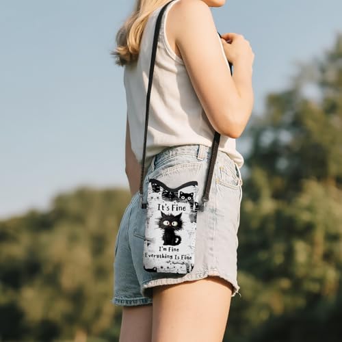 Image of Cell Phone Sleeve Pouch Case Bag with Crossbody Strap Neck Lanyard for Women Men, Cat Lover Gifts Cell Phone Crossbody Bag 7.1x3.9 Inch