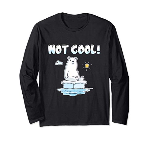 Not Cool Polar Bear Climate Change Global Warming Awareness Manga Larga