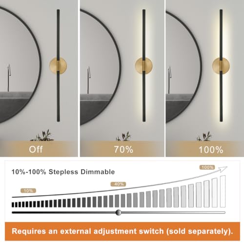 Image of Modern Bathroom Light Fixtures Over Mirror 29.5 Inch, 20W 360 Rotatable Dimmable 4000K Led Vanity Light Bar, Black and Gold Bathroom Vanity Lights Above Mirror