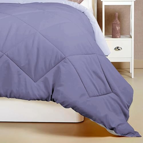 Image of HOMEKART Microfibre All Season /AC /Summer Solid Reversible Double Bed Comforter Blanket | Quilt | Dohar | Rajaai | Duvets - (220 GSM, Grayish Blue)
