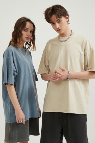 Aelfric Eden Mens Oversized T Shirt Vintage Acid Wash Short Sleeve Crewneck Shirts Cotton Solid Summer Basic Tee Streetwear3