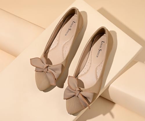 Image of LOUIS STITCH Women's Elegant Bow Ballerina Flats | Premium Closed-Toe Flat Sandals| Comfort Ballerina for Office & Everyday Style| LS-LDCF-012