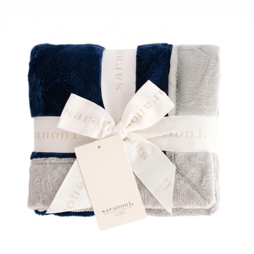 Saranoni Luxury Security Blankets for Babies | Ultra-Soft Lush and Boutique Quality Baby Blanket | Navy Gray, Mini - 15" x 20"
