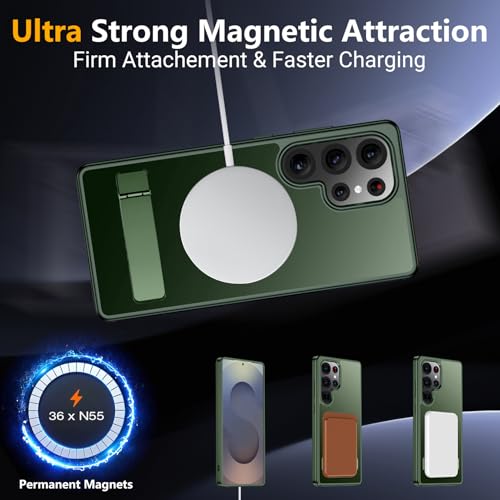 Image of SPIDERCASE Magnetic for Samsung Galaxy S25 Ultra Case, [Compatible with Magsafe][ Military Grade Drop Protection] with Invisible Stand Shockproof Slim Case for S25 Ultra 5G,Green