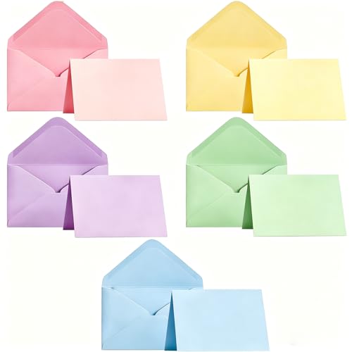 Cartes vierges A6 avec enveloppes pastel pour vos invitations de mariage et baptême