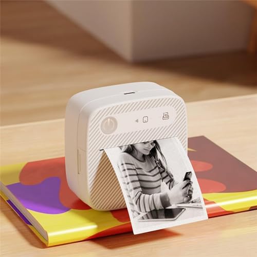 Generic Mini Label Maker Machine with Printing Paper, Portable Inkless Sticker Printer, USB Rechargeable Bluetooth Label Printers Photo Label, Printable Notes, Photos, Lists, Memo, for Study Travel
