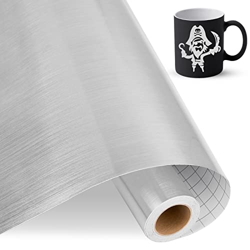 IModeur vinilo adhesivo plata cepillada, 30,5 cm x 4,58m Vinilo plata para Cricut, Vinilo Autoadhesivo para Regalos DIY, Fiesta de Cumpleaños