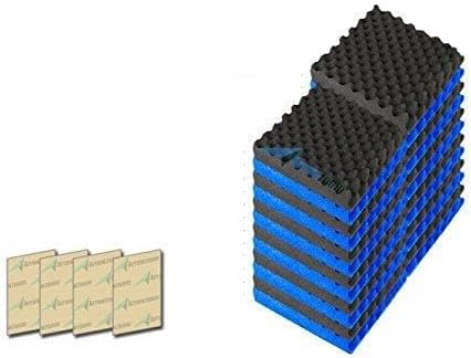 Arrowzoom New 24 Pack of Blue & Black (9.8 in X 9.8 in X 1.1 in) Convoluted Foam Soundproofing Insulation Egg Crate Acoustic Wall Padding Studio Foam Tiles (Blue&Black)