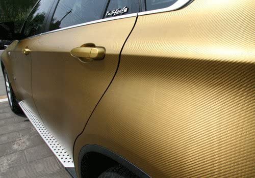 Image of WISDOM 3D Golden Carbon Fiber Vinyl Wrap Adhesive Sheet Roll Vinyl Sticker Tape for Cars Auto and Motorcycle DIY, Decoration Crafts (24 inch x 360)