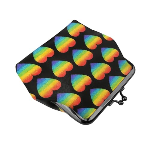 Pu Leather Buckle Coin Purse Lgbt Pride Love Heart Girls Kiss-Lock Change Purse Wallets3