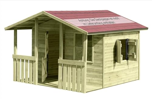 Großes Kinderspielhaus Lisa Gartenhaus aus Holz mit Veranda TÜV geprüft