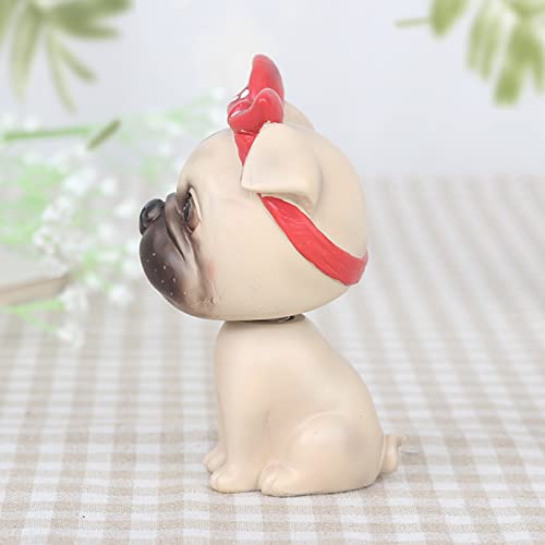 Keyum Cute Bobble Head Dog Car Dashboard Decoration Mini Bobbleheads Pug Figurine Funny Shaking Head Dog Toy Animal Puppy Home Office Desktop Resin Ornaments #TOP2