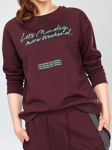 Image of ZEYO Women's Cotton Track Suit Typography Printed Sweatshirt Co-ords Set 5821