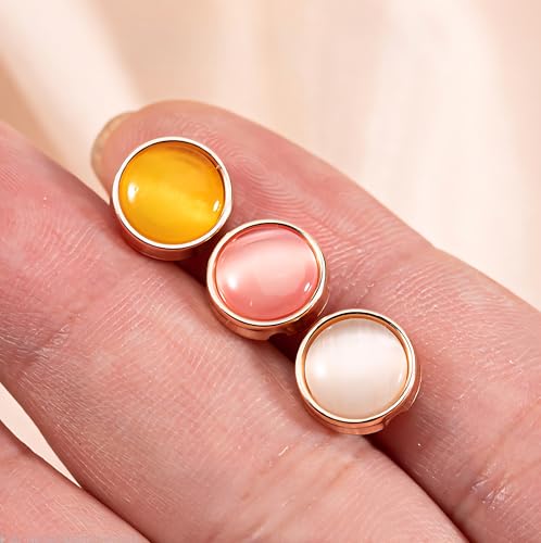 Image of 288 pcs Multicolor Dome Shank Buttons - 20L (11mm) | Round Glossy Resin Buttons with Golden Rim | Sewing, DIY Crafts, Shirts, Dresses, Kurtis, Sweaters