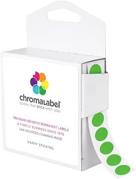 ChromaLabel Dot Stickers, 1/2 Inch Green, 1000/ Box