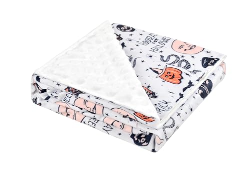 Image of Baby Plush Minky Blanket Double Layer with Dotted Backing for Baby Girl or Baby Boy (Halloween 3)