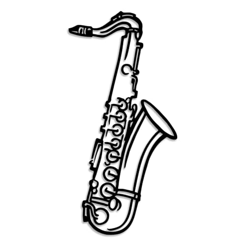 LIYOUYA Saxophone Metal Wall Decor - Jazz Music Room Decor Simple Black Wall Art Home Decor for Living Room, Bedroom, Dining Room, Music Room (Black)