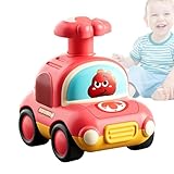 Push Auto, Push Car - Dinosaurier Auto Spielzeug - and Go-Autokino Spielzeug für Kinder, Cartoon Auto Spielzeug für Kinder, Dinosaurier Pressauto mit Pfeife Kleinkinder