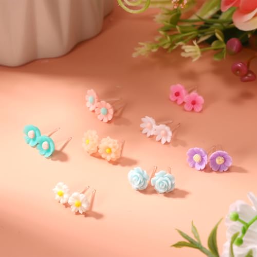 Plastic Post Earrings, Colorful Plastic Stud Earrings for Women Lightweight Cute Floral Studs Jewelry for Sensitive Ears Daily Wear & Special Occasions (Roses)3