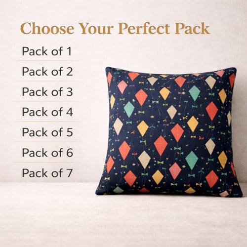 Image of Velvet Cushion Cover 20x20 Inch - Set of 3 Decorative Throw Pillow Covers for Sofa, Couch or Bed - Designer Printed Square Cushion Covers - Home Decor (Kite Blue)