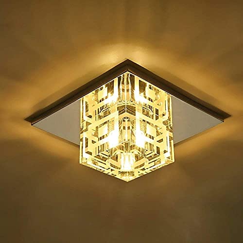 Suspension cristal LED flush mounted avec lanterne en verre argent