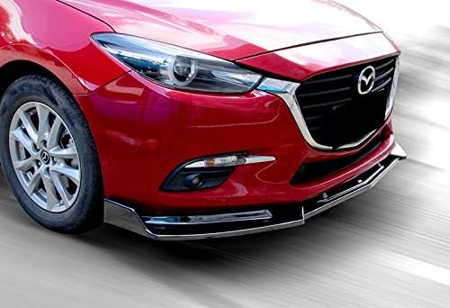 3PCS Front Bumper Lip Kit fit for compatible with 2014-2018 Mazda 3, Sport-Style Splitter Trim Protection Spoiler, Air-Dam-Chin-Diffuser (Painted Black)