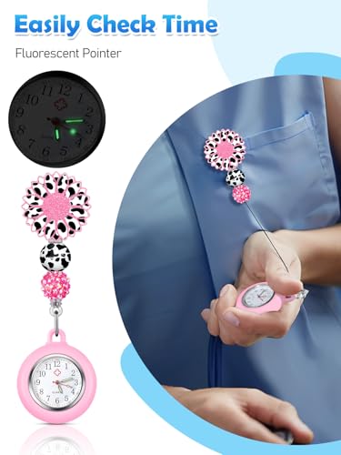 Image of Plifal Nurse Watch Nursing Pocket Badge Fob with Second Hand - Retractable Clip On Clock with Secondhand for Medical Staff Women Men