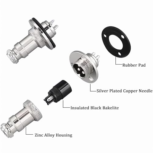 1 Juego de Enchufe de Aviación GX16, Accesorios de Audio Y Vídeo Conectores Adaptadores Enchufe 2 Pines Tipo Tornillo Conector de Cable de Aviación de Metal Macho Hembra - imagen 4
