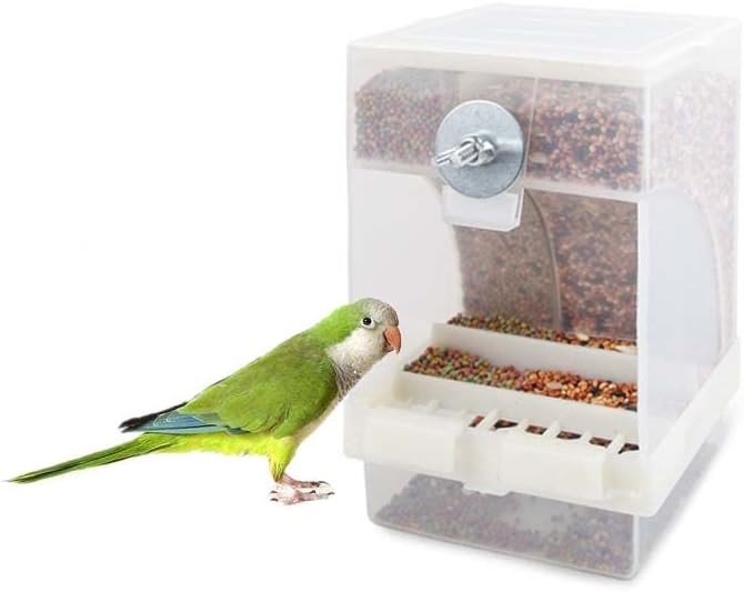 Miniatura 3 de Paquete de 2 comederos automáticos para pájaros sin ensuciar, accesorios para alimentador, caja automática integrada, periquitos, cacatúa canaria,