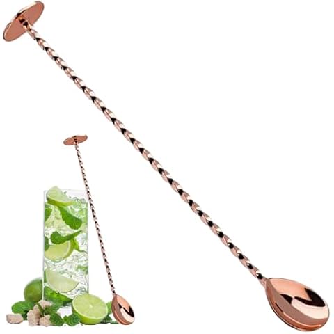 Copper Cocktail Mixing Spoon with Muddler Cover